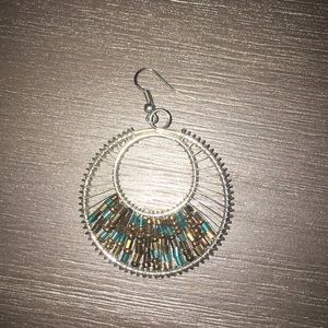 Pretty blue and brown beaded earrings